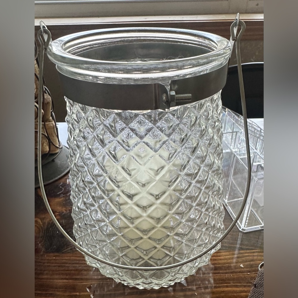 Glass Lantern with Metal Handle